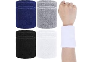 LLOUSSAK 8Pcs Wrist Bands Tennis Wristbands, Wrists Sweatbands Sports Wristbands Absorbing Cotton Terry Cloths Arm Sweat Bands