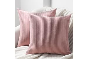 Topfinel Funda Cojines 50x50 Rosa de Pana para Decoracion Hogar Moderno,Funda Cojin para Sofa,Cama.Fundas de Cojines de Sofa Decoración Salon Modernos 2 Piezas.