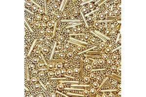 BAKE BOX BOUTIQUE Gold Metallic Sprinkles cupcake cake toppers pearls balls metallic rods 100s and 1000s wedding decoration cakes cupcakes topper GOLD DIGGER