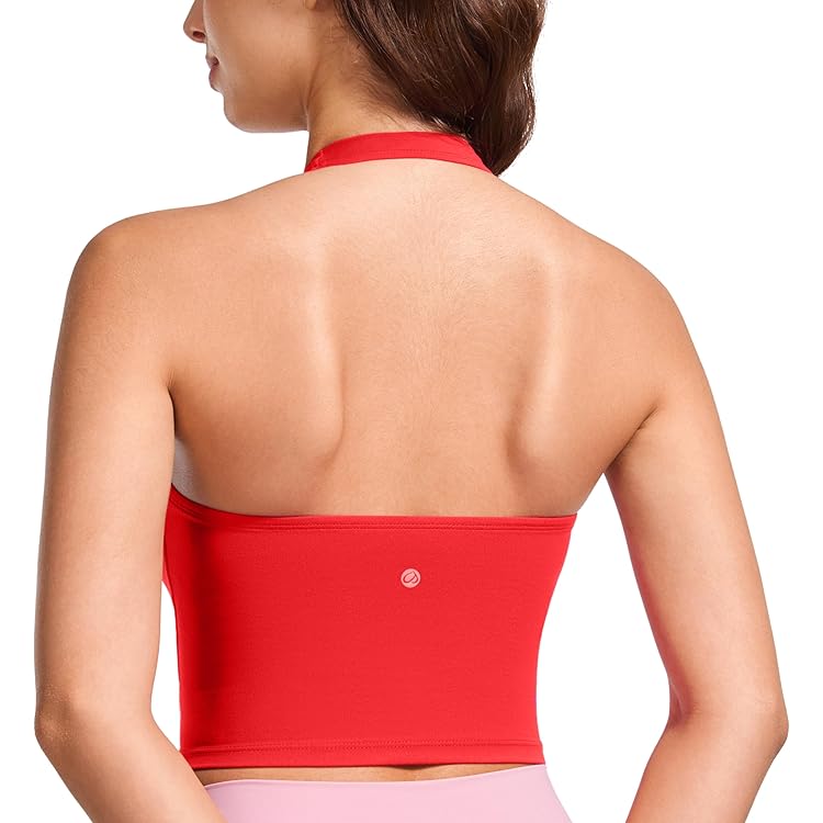 ZAAYO Dames Lange Camisole Top V-hals Workout Tank Tops Y2K Mouwloos Zomer Crop Top Gym Neckholder Bovenstukje met Verstelbare Riem, wit, XL
