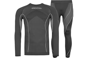 Snocks Thermounterwäsche Herren - Atmungsaktives und warmes Material, Perfekte Passform, Ideal für Verschiedene Sportarten - Skiunterwäsche, Funktionsunterwäsche - Gr. S-3XL