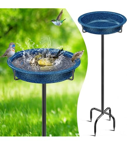 2 stuks vogelvoederstation voor buiten en vogelbad, drinkbak voor vogels, balkon, bad voor wilde vogels, vogelvoederstation voor buiten, vogelbad, vogelbad in de tuin