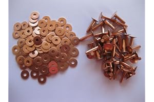 R S TRADE Copper saddlers rivets 10 Gauge x 1/2 with washers leather belt bag arts crafts, number in pack 50