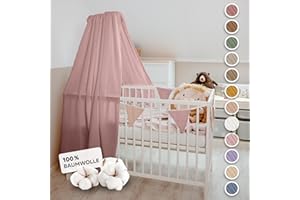 lilimaus Betthimmel Babybett [in 12 Farben] Himmel Babybett aus 100% Baumwolle Musselin - Betthimmel Mädchen & Jungen - Himmelbett Vorhänge als Kinderzimmer & Babyzimmer Deko - Baby Bett Vorhang