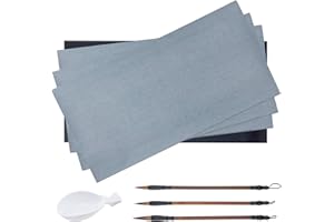 PH PandaHall Set di Carta per Scrittura ad Acqua per Calligrafia Cinese, 4pz Panno di Scrittura ad Acqua con 3pz Pennelli per Calligrafia Cinese 1pz con Contenitori per Vassoio di Inchiostro
