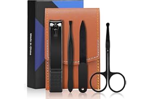 ACEOCE Manicure Set Men Travel Nail Clipper Kit - Mini Luxury Manicure 4 in 2 Manicure & 1 Nose Hair Scissors Stainless Steel Professional Pedicure Set Travel Nail Grooming Kit Gift for Men Lovers Parents