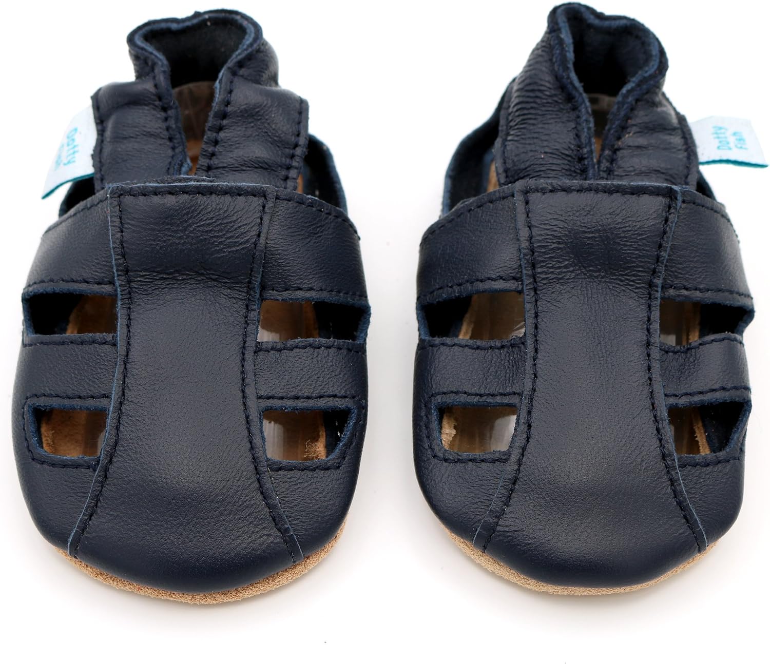 Dotty Fish Soft Sole Leather Sandals for Babies & Kids – Barefoot Feel, Non-Slip Sole, Breathable, Lightweight & Flexible Summer Shoes for Boys & Girls - British Brand - 0-6 Months - 4-5 Years