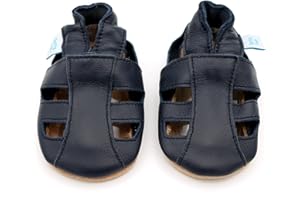 Dotty Fish Unisex Baby & Kids Leather Sandals – Barefoot, Non-Slip Sole, Podiatrist Recommended, Breathable, British Brand. Summer Shoes for Boys & Girls. 0-6 Months - 4-5 Years - 7 Designs