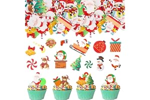 GoldRock Tortendeko Weihnachten Essbar,60 Stk Essbare Kuchen Deko Weihnachten,Tortendekoration Weihnachten,Esspapier Weihnachten Deko Muffin Torte,Essbare Weihnachtsdeko,Streudeko Weihnachten Cupcakes