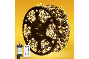Twinkle Star Cluster Lights, 10m 500 LED Christmas Lights Indoor with Remote/8 Modes/Timer/Dimmable, Warm White Cluster Fairy Lights, Waterproof Outdoor String Light for Outside Xmas Decorations