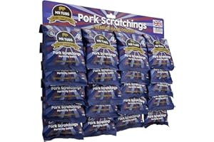 MR TUBS PORK CRACKLING Mr Tubs Premium Pork Scratchings - Glutenfrei - Perfekt Gesalzen, Tüten Im Pub-Stil, Proteinreicher, Kohlenhydratarmer, Ketofreundlicher Snack Aus Schweineschwarte (20 x 18 g Beutel, Perfekt Gesalzen)