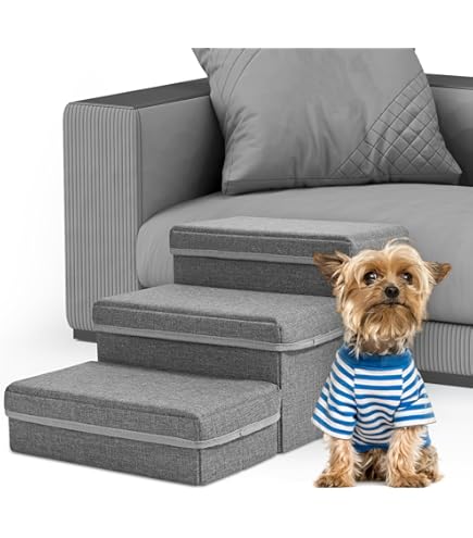 Scaletta Portatile Per Cani A 3 Gradini, Scale Per Animali Domestici E Rampa Per Gatti Anziani Con Imbottitura Ad Alta Densità - 30x35x30cm