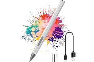 KUYIA Stylus Pencil For Surface,Rechargeable Touch Screen Pen,Palm Rejection,Tilt & 4096 Levels Pressure for Microsoft Surface Pro X/8//7/6/5/4/3,Surface Book/Laptop/Studio, Surface Go 3/2/1 (Silver)