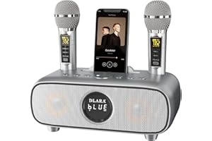 DLARA Cassa Bluetooth Karaoke,Aggiornamento karaoke con2 UHF Microfoni Wireless professional,Karaoke Professionale Completo,Supporto AUX/USB/TF,Ideale per Karaoke Domestico,Feste Canore