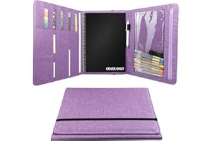 SIVALIFE Folio Cover Compatible with Rocketbook Everlast Fusion, Multi Organizer Men & Women Folder with Pen Loop/Phone Pocket/Business Card Holder, fits A4 Size Notebook (Letter-A4, Purple)