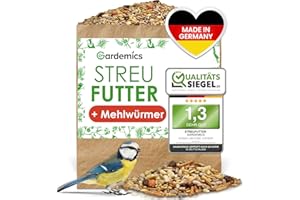 Gardemics Vogelfutter Wildvögel ganzjährig 10 Kg - Mit Mehlwürmern - Premium Protein Wildvogelfutter Ganzjahresfutter für Artenvielfalt im Garten