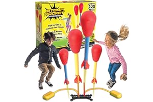 Stomp Rocket L`Original Dueling Rockets, 4 Rockets et Lance-roquettes - Cadeau de Jouet de fusée d'extérieur pour garçons et Filles âgés de 5 Ans et Plus