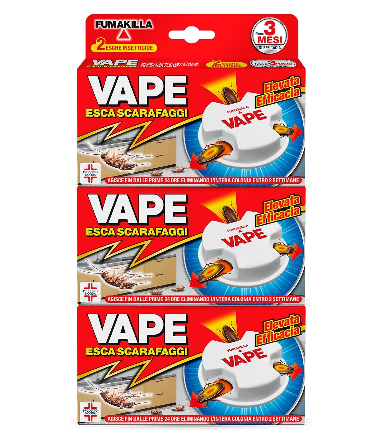 Esca Scarafaggi 6 Esche Insetticide Vape Blatte Cimici e Scarafaggi | Efficacia 3 Mesi