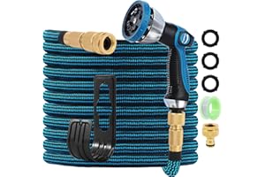GARDIFE - Tuyau d'arrosage extensible 100FT/30M - Avec buse de tuyau à 10 fonctions - Extra résistant - 3750D - Tuyau flexible avec accessoires en aluminium massif 3/4" - Pour l'extérieur