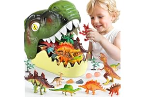 HahaGift Dinosaur Toys for 2 3 4 Year Old Boy Gifts: 45 Pieces Dinosaurs Figures Playset for Kids Boys Age 2 3 4 5 - Birthday Gift for Toddler Boys & Girls