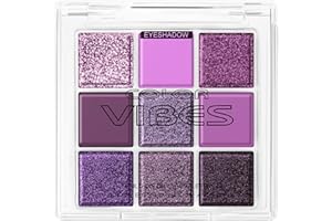 BUTBU Ombretti, Professional Makeup Palette Ombretti Ad Alta Pigmentazione, 9 Colori Neutri Sfumabili, con Finish Matte, Shimmer e Glitterati per Look Soft Glam Trucco- Viola Fumoso