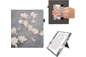kwmobile etui na czytnik e-booków kompatybilne z Pocketbook InkPad Eo/Bigme InkNote Color+ - Etui do czytnika ze sztucznej skóry - Magnolia w kolorze taupe/biały/niebiesko-szary