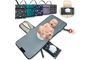 BUBENHERZ Windeltasche - Wickeln bis ins Kleinkindalter mit Komfort-XL-Hygiene Wickelunterlage für unterwegs - Rutschsicheres Feuchttuchfach für alle Größen - Wickeltasche Organizer GREYBEAR