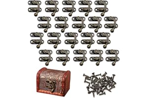 BOTUK 20PCS Antique Right Latch Hook Rust-Resistant Box Clasp Exquisite Vintage Style Durable Iron Bronze Turn Button Latch Easy Open Close for DIY Wine Gift Jewellery Wooden Boxes Decoration