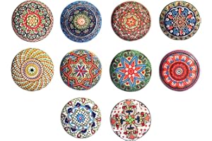 NACNIC Set von 10 Keramikknöpfen mit verschiedenen floralen Vintage-Motiven, handbemalt. Handgefertigte Knäufe für Schränke, Schubladen, Kommoden und Kleiderbügel. Klassische Knöpfe mit 40 mm Durchmesser.