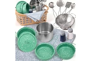VEITCH FAIRYTALES Veitch fairytals Accesorios & Utensilios de Cocina Juguetes, Menaje Olla Pequeños Cacharritos Cocinitas de Juguetes Metal para Infantil Cozinha Criança Brincar Niños 3 4 5 6 7 8 Años (Nuevo Verde)