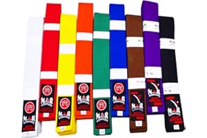 MAR INTERNATIONAL MAR | Martial Arts Belt, Plain Ranking Belt - 100% Cotton | Professional Equipment for All | Coloured Grading Belts, Ideal for Karate, Judo, Taekwondo, Jiu jitsu (220cm - 320cm)