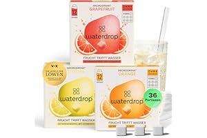 ‎WATERDROP MICRODRINK waterdrop® Microdrink Limonade: Orange, Zitrone, Grapefruit, 36 Drops Würfel, zuckerfreies Getränkpulver, 3 fruchtige Sorten, Frucht- und Pflanzenextrakten, mit wertvollen Vitaminen, Wasserzusatz