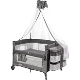 HOLMER Kids Coolstyle Cibinlikli Anne Yanı Park Yatak/Oyun Parkı/Beşik (Gri)
