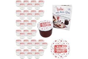 MamboCat 40er Set Sturzglas 230 ml mit Schraub-Deckel Mit Liebe gemacht I Einmachgläser + TO 82 Deckel mit Diamant-Zucker-Rezept I Vorratsgläser einkochen & konservieren