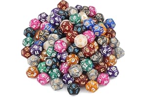 YILAIDA 100 Stück Polyedrisch Würfel Set mit Schwarz Beutel, Tisch Spiel Würfel für Dungeons and Dragons Pathfinder DND RPG MTG (12 Seitige)