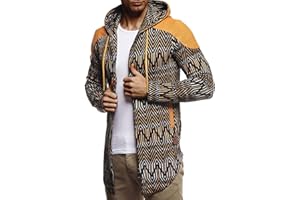 Leif Nelson LN8332 Veste de survêtement longue pour homme avec capuche Noir, camel, S