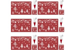YODEN Het Resistant Waterproof Christmas Placemats & Coasters Set - 18 Pcs, for Xmas Dining Table Decoration