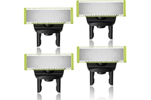 FENKABS 4 Stück Ersatzklinge für Philips OneBlade, Aus Rostfreiem Stahl, Langlebig und Präzise, Geeignet zum Trimmen von Körper- und Gesichtsbärten, Abgerundete Spitze, Sicher und Zuverlässig