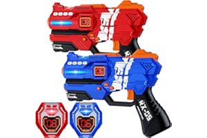 TESOK Laser Tag Guns Set of 2 Laser Tag with Digital LED Score Display Vests for Teens,Family and Adults Fun,Birthday Gift Toys for Kids Ages 6 7 8 9 10 11 12+Year Old Boy & Girls
