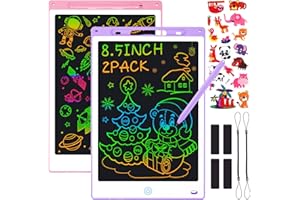 Sofore 2 Pack LCD Schreibtafel Kinder 8,5 Zoll lcd Buntes Maltafel Zaubertafel Kinder Schreibtablett, Schreibtafel Elektronisch Zeichenbrett Lernspielzeug 3-12Jahre Alte Mädchen Geschenke,Rosa+Lila