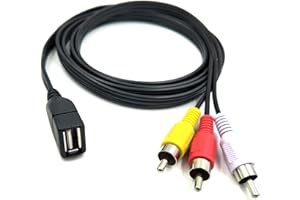 Duttek 5 stóp/1,5 m USB 2.0 żeński na 3 RCA męski adapter kamery wideo A/V kabel do telewizora/Mac/PC