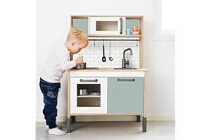 ‎WANDKIND WANDKIND Aufkleber für DUKTIG Kinderküche IKK-K708 Spielküche Klebefolie Möbelfolie Sticker Kinderzimmer Fliesen Metro Subway (Subway Grün) (MÖBEL NICHT INKLUSIVE)