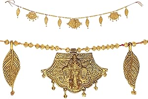 TARINI GALLERY Metal Toran Bandanwar Door Wall Hangings Decoration Indian Traditional Home Decor Good Luck Charm Decoration for Home Office Temple Pooja Festival Diwali Wedding & Gifting (Ganesh and Shubh Labh)