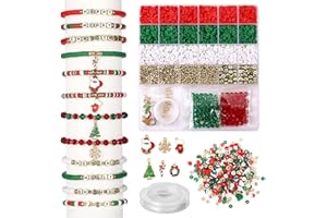 Naler Kit Perles pour Bracelet avec Lettres Perles, DIY Coffret Perle Plate pour Creation Bijoux, Activité Manuelle Adulte Enfant Cadeau Noel