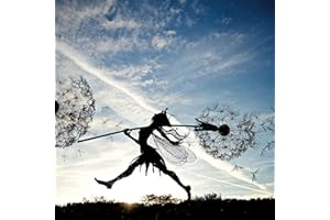 UVAN ART Fate e soffioni ballano insieme, palo da giardino, fata magica, statua di filo, decorazione del giardino, prato, sentiero, terrazza, ornamenti(B)