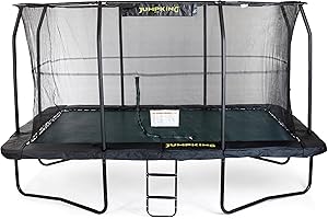 Jumpking 8ft x 12ft /10ft x 14ft /12ft x 17ft Rectangular Deluxe Trampoline With Safety Enclosure Net & Ladder ❘ Outdoor Garden Trampoline For Adults & Kids, Great For Fun & Exercise, Polyethylene Net