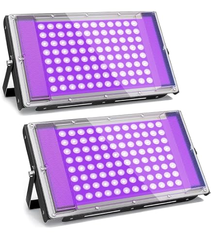 Projecteur Lumière Noire 100W LED Étanche IP66 Rechargeable USB/Solaire - Idéal Halloween, Fêtes & Scène