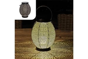 Gadgy Latarnia solarna na zewnątrz, z motywem kwiatu, do użytku na zewnątrz, dekoracja tarasu, wodoszczelność IP65, orientalna dekoracja ogrodowa, wisząca lub stołowa