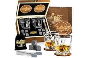 Whisiskey - Whisky Gläser Set - Whiskey Geschenkset - Whiskygläser - Geschenke für Männer – Männergeschenke - Geburtstagsgeschenk Mann - Geschenk Papa - Geschenkbox, Whiskey Gläser, Steine & Zubehör