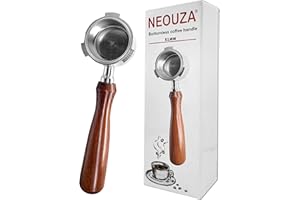 NEOUZA Espresso Portafiltro Senza Fondo 51mm Compatibile con DeLonghi Dedica EC680/EC685/EC785/EC820/EC850/EC860 Smeg Macchina da Caffè, Acciaio Inossidabile, Palissandro Premium